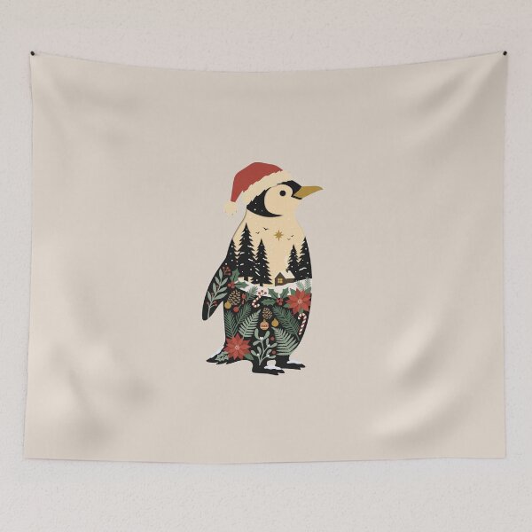 Item preview, Christmas Penguin Winter Silhouette Wonderland Art designed and sold by dudelinart.