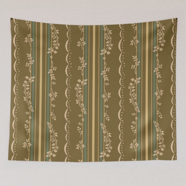 Item preview, Vintage Floral Stripe — Dark Mustard and Olive designed and sold by NATHA PALETTE.