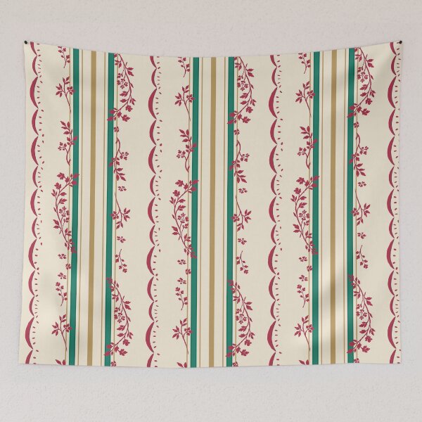 Item preview, Vintage Floral Stripe — Emerald and Ruby designed and sold by NATHA PALETTE.