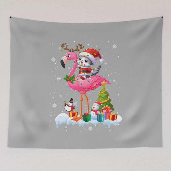 Item preview, Santa Cat Riding Reindeer Flamingo Christmas Kid designed and sold by ArleneRowe.