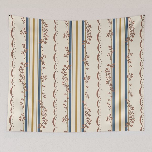 Item preview, Vintage Floral Stripe — Indigo and Antique Gold designed and sold by NATHA PALETTE.
