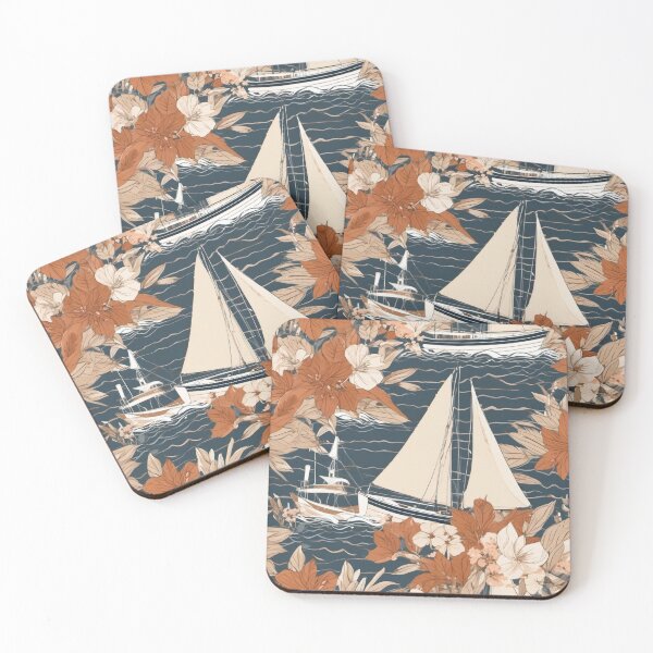 Item preview, Ocean with a Sailboat - Seamless Botanical Pattern designed and sold by Hidamari's SHOP.