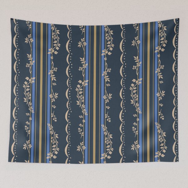 Item preview, Vintage Floral Stripe — Midnight Sapphire and Champagne designed and sold by NATHA PALETTE.