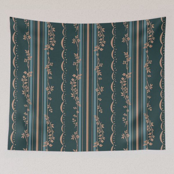 Item preview, Vintage Floral Stripe — Midnight Teal and Copper designed and sold by NATHA PALETTE.
