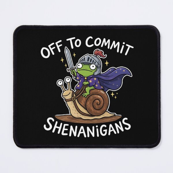 Item preview, Off To Commit Shenanigans Frog Knight Riding Snail – Funny Medieval Meme designed and sold by ZyziowskyArt.