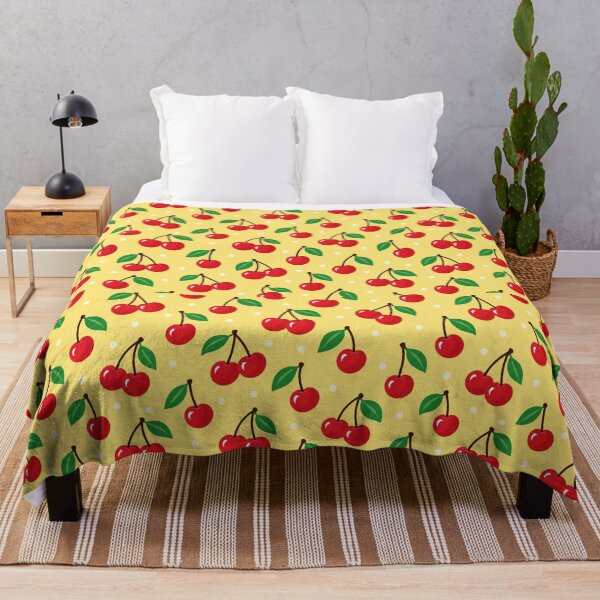 Item preview, Cherry Pattern Retro Cherries Polka Dot Butter Yellow Red designed and sold by Fanverse Merchandise.