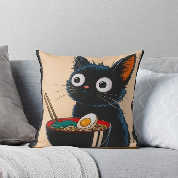 Item preview, Black Cat Eating Ramen designed and sold by casamomo.