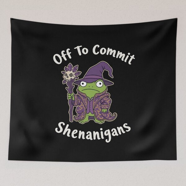 Item preview, Off To Commit Shenanigans Grumpy Frog Wizard – Skull Staff Fantasy Meme designed and sold by ZyziowskyArt.
