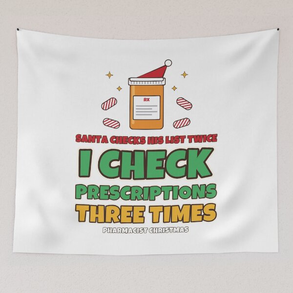 Item preview, Santa Checks His List Twice I Check Prescriptions Three Times Funny Pharmacist Christmas designed and sold by Bornprints.