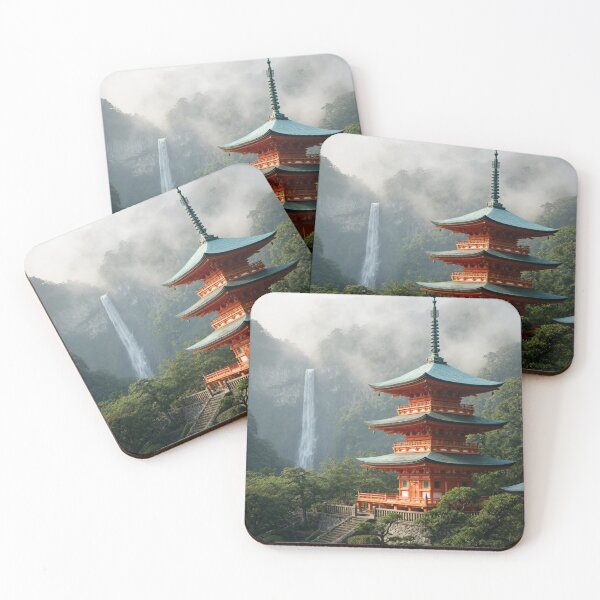 Item preview, Sacred Pagoda Falls - Japanese Temple Serenity Landscape designed and sold by nhk999.