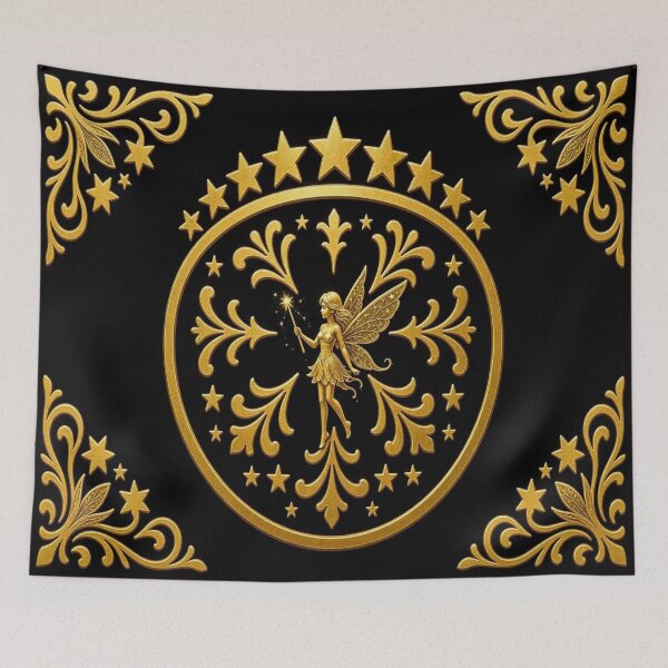 Item preview, Golden Fairy Magic Emblem - Elegant Gold Mandala Celestial Art designed and sold by Breezes-of-Ida.