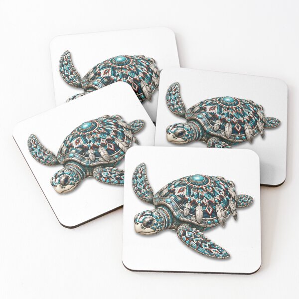 Item preview, Blue Beadwork Turtle | Ornate Ocean Turtle Design designed and sold by Zaru Art Studio.