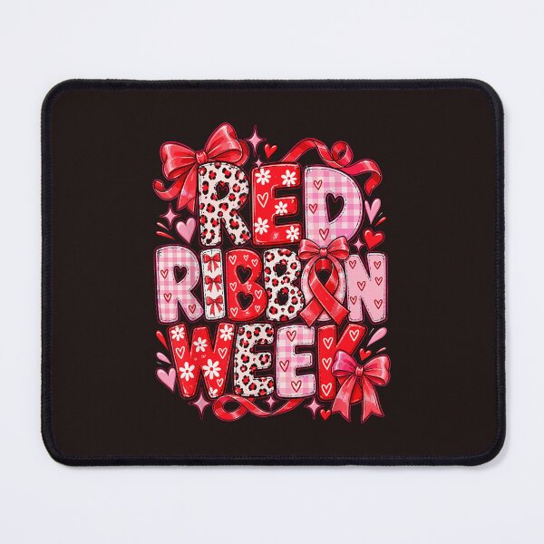 Item preview, Cute Red Ribbon Week Leopard Pink Bow Hearts Graphic designed and sold by mari-kayden.