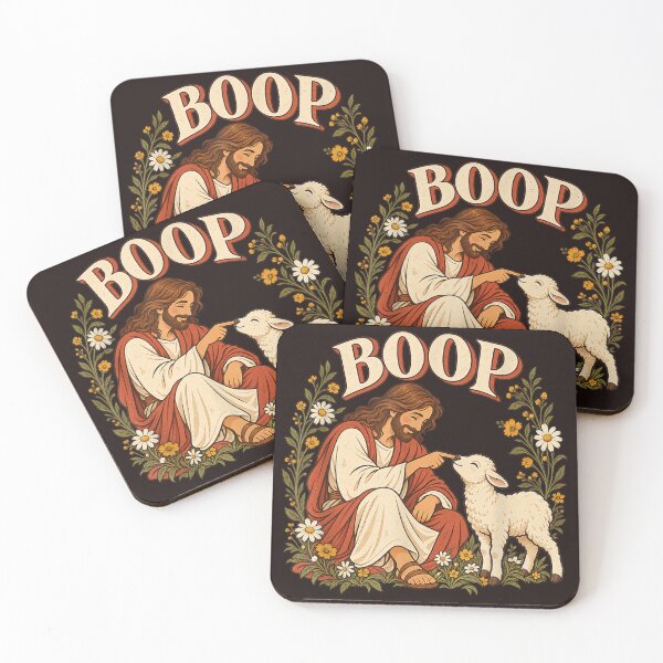 Item preview, Cute Vintage Floral Jesus Touching Lamb Nose Boop designed and sold by mari-kayden.