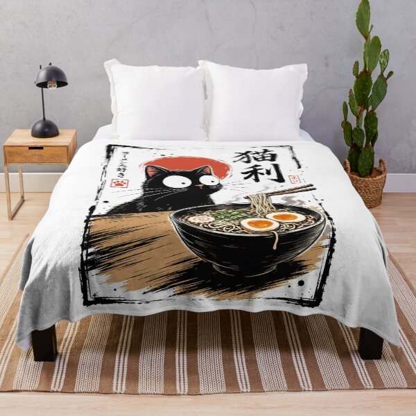 Item preview, Funny Black Cat Eating Ramen Japanese Noodle Art designed and sold by andre-hollow.