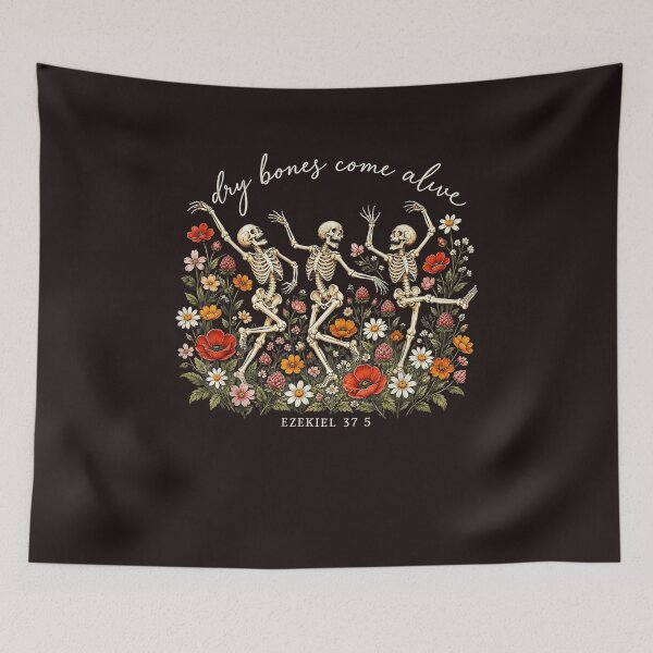 Item preview, Vintage Floral Skeleton Dry Bones Ezekiel 37 5 Faith Art designed and sold by mari-kayden.