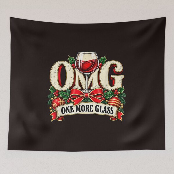 Item preview, Vintage Christmas Wine Lover OMG One More Glass Party Art designed and sold by mari-kayden.