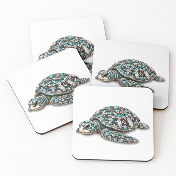 Item preview, Blue Beadwork Sea Turtle | Turquoise Ocean Art designed and sold by Zaru Art Studio.