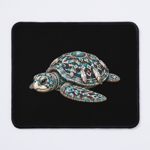 Item preview, Blue Beadwork Sea Turtle | Turquoise Ocean Art designed and sold by Zaru Art Studio.