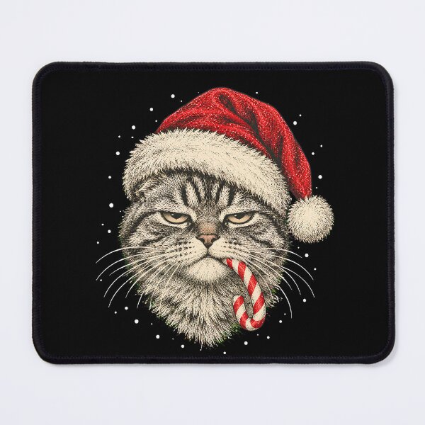 Item preview, Grumpy Christmas Tabby Cat in Santa Hat designed and sold by dudelinart.