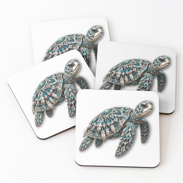 Item preview, Blue Beadwork Turtle | Colorful Beaded Sea Turtle Art designed and sold by Zaru Art Studio.