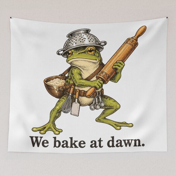 Item preview, We Bake at Dawn Funny Frog Baker Baking Humor designed and sold by andre-hollow.
