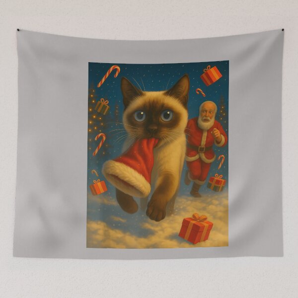 Item preview, Siamese Cat Santa Sleigh Selfie Funny Xmas designed and sold by GreggRoss.