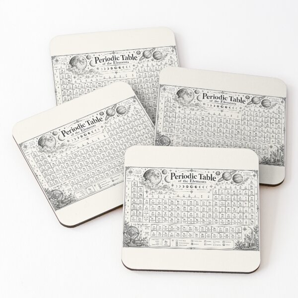 Item preview, Vintage Periodic Table of Elements Black and White Antique Science Illustration designed and sold by Tem‑Tip of pen.