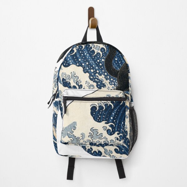 Item preview, Surfing Cat Great Wave Japanese Ukiyo-e Surfer Black Cat Ocean designed and sold by vekotpu.