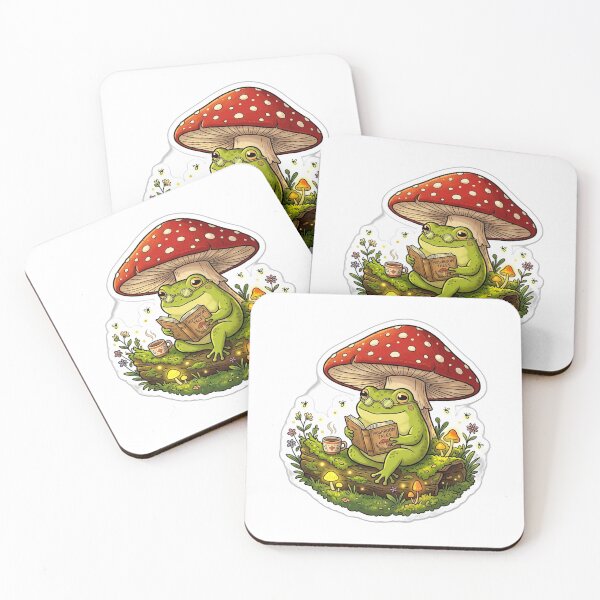 Item preview, Cozy Cottagecore Bookworm Frog Under Mushroom designed and sold by EmrYldrn.