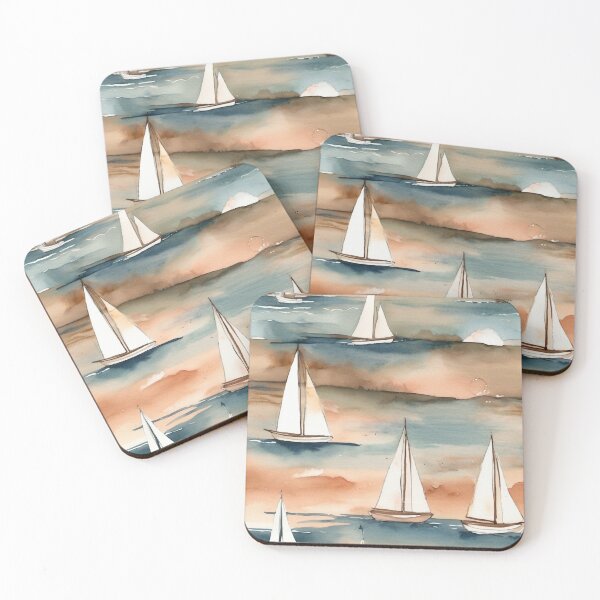 Item preview, Ocean with a Sailboat - Soft Watercolor Landscape designed and sold by Hidamari's SHOP.