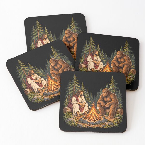 Item preview, Jesus and Bigfoot Camping Campfire Natural Forest  designed and sold by andre-hollow.