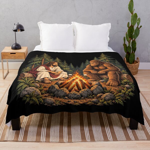 Item preview, Jesus and Bigfoot Camping Campfire Natural Forest designed and sold by andre-hollow.