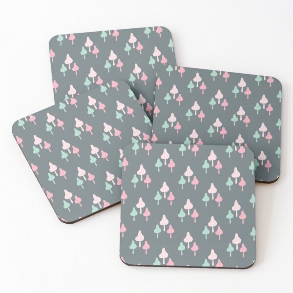 Item preview, Minimal Mushrooms 1 - Peppermint & Charcoal Grey designed and sold by Daniel Bevis Design.