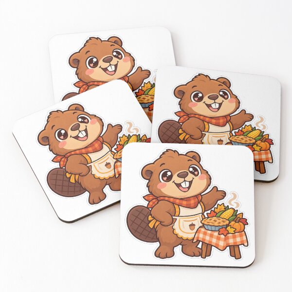 Item preview, Beaver Thanksgiving Table Corn Pie Fall Feast Sticker designed and sold by SaeedArtStudio.