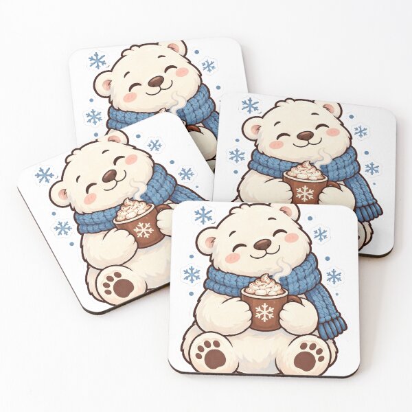 Item preview, Polar Bear Cocoa Chunky Scarf Winter Snow Sticker designed and sold by SaeedArtStudio.