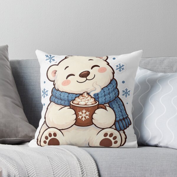 Item preview, Polar Bear Cocoa Chunky Scarf Winter Snow Sticker designed and sold by SaeedArtStudio.