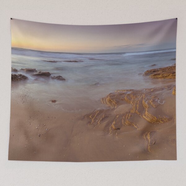 Item preview, Sunset on rocky beach with colorful sky designed and sold by assaf.