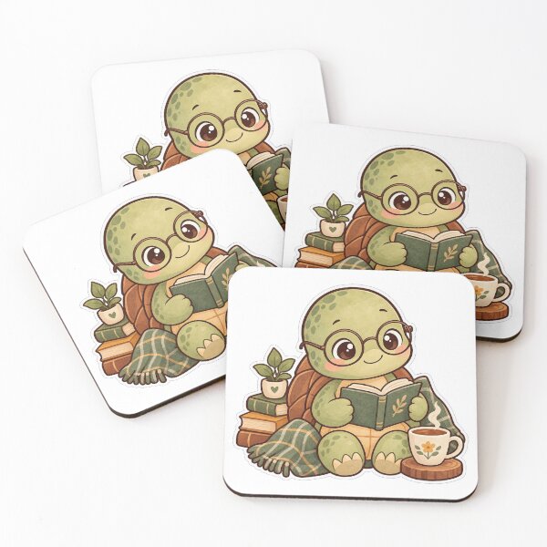 Item preview, Reading Turtle Glasses Book Teacup Cozy Bookish Sticker designed and sold by SaeedArtStudio.