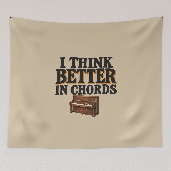 Item preview, I Think Better in Chords — Vintage Piano Lover Design designed and sold by VioVibe.