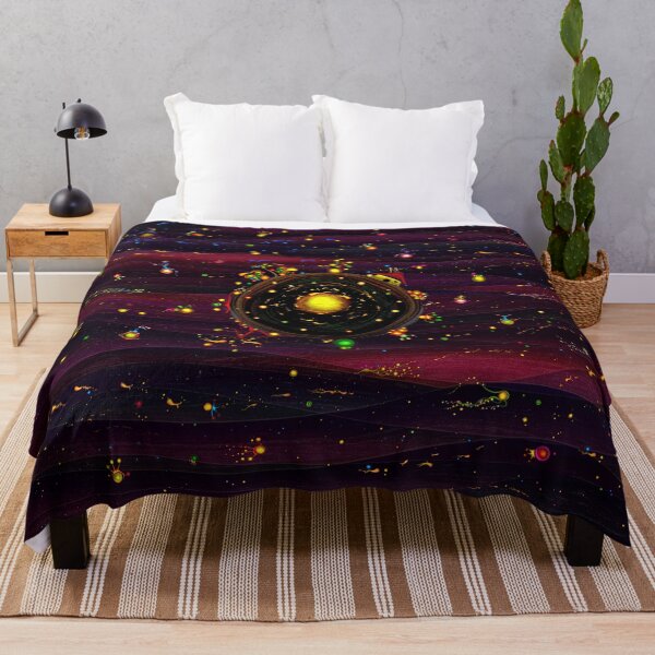 Item preview, Psychedelic Space Art – Tiny Planet with a Golden Sun and Glowing Stars | Celestial Decor designed and sold by Ofir mor.