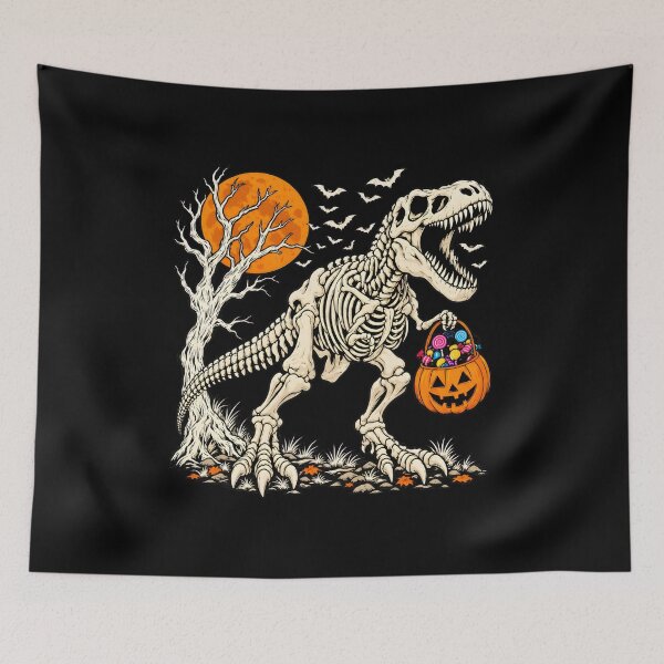 Item preview, Skeleton Rex Halloween Candy Moon Bats Art designed and sold by OlyvieArt.