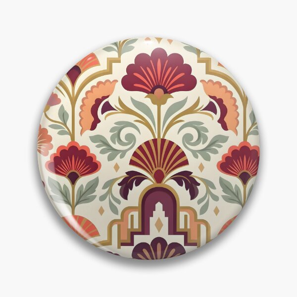 Item preview, Art Deco Burgundy and Coral Floral Textile Pattern designed and sold by Sybille-Yates.