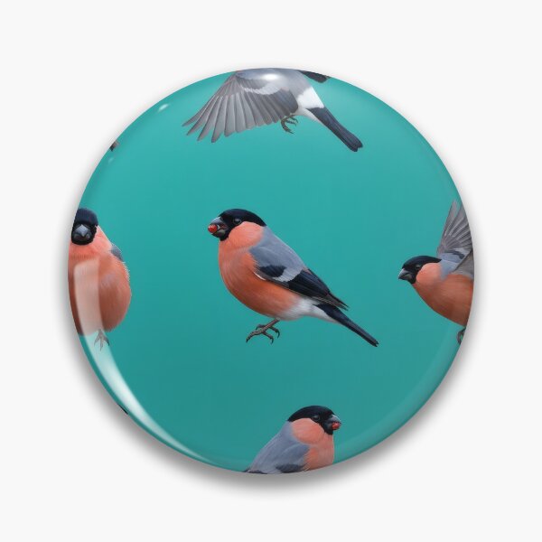Item preview, Eurasian Bullfinch – Winter Bird Pattern on Teal designed and sold by Helt-enkelt.