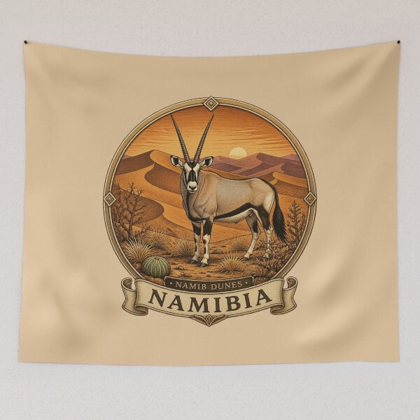 Item preview, Namibia Namib Dunes Oryx – African Wildlife Heraldic Medallion designed and sold by The Digital Compass.