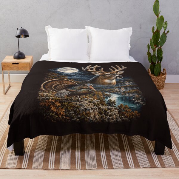 Item preview, Rustic Wildlife Whitetail Deer Wild Turkey Moon Landscape designed and sold by mari-kayden.