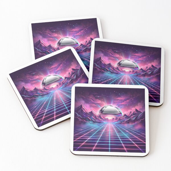 Item preview, Retro Synthwave Chrome Sun Sticker and T-Shirt - Neon Grid Landscape Art Gift for 80s Music Lovers designed and sold by Camwal.