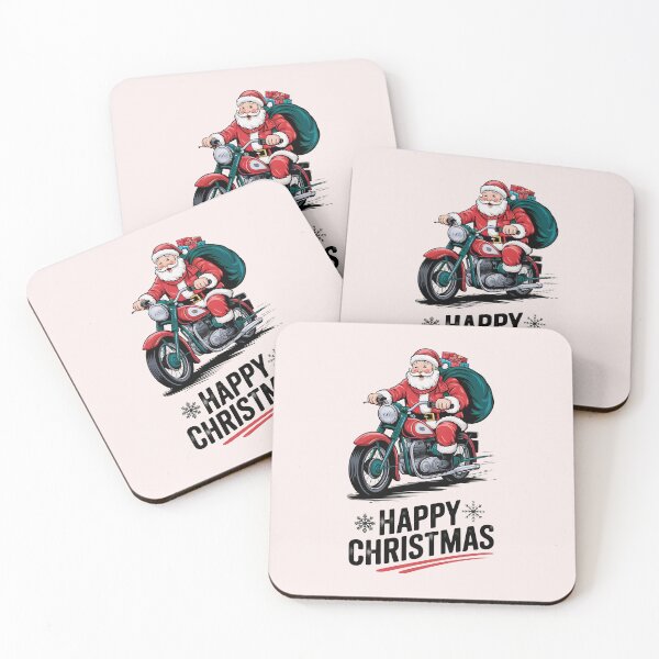 Item preview, Santa Claus Biker Happy Christmas Retro Green Motorcycle designed and sold by LV-creator.