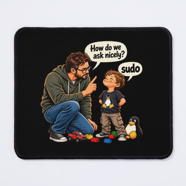 Item preview, Funny Sudo Ask Nicely Linux Humor Illustration designed and sold by AngelusH.