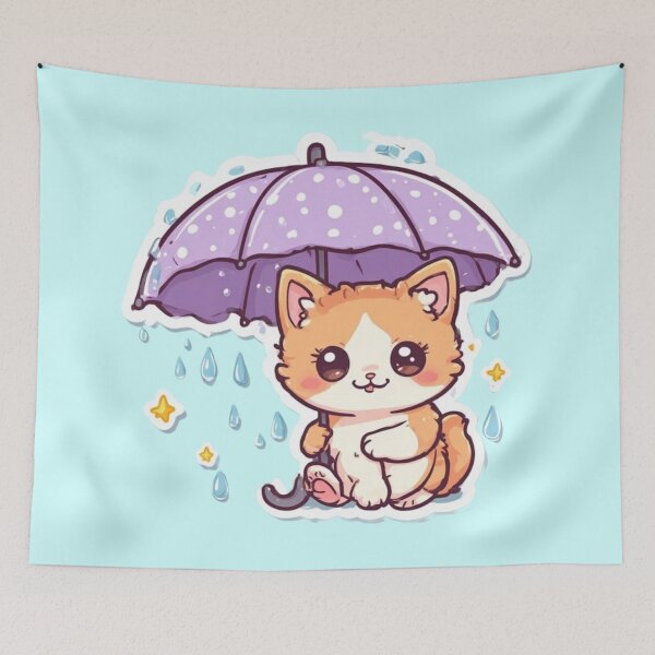 Item preview, Kawaii Rainy Day Kitten Design designed and sold by MushArtist.